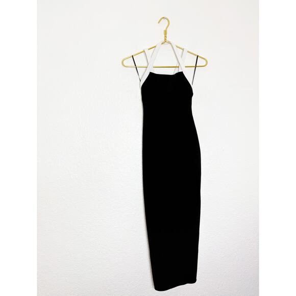 Zara Womens Black Sleeveless Halter Neck Midi Dress Small Preppy Old Money - Picture 3 of 15